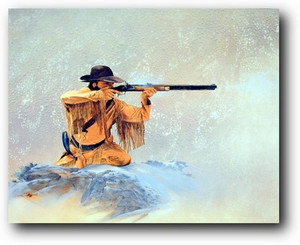 Western Mountain Man with Rifle Hunting Wall Deocr Art Print Poster (8x10)