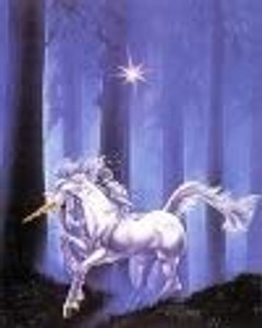 Mythical Unicorn Horse in The Forest Path Fantasy Wall Decor Art Print Picture (8x10)