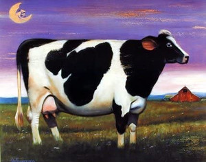 Moon Over Holstein Country Cow Farm Animal Wall Decor Art Print Poster (8x10) Moon Over Holstein Country Cow Farm Animal Wall Decor Art Print Poster (8x10)