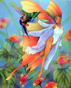 Lady Butterfly and Fairy Fantasy Fine Wall Decor Picture Art Print (8x10) Lady Butterfly and Fairy Fantasy Fine Wall Decor Picture Art Print (8x10)