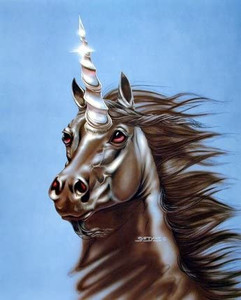 Sue Dawe Scenting the Wind Unicorn Horse Wall Decor Picture Art Print (8x10)