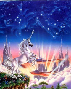 Mythical Unicorn Horse Edge Sue Dawe Wall Decor Art Print Picture (8x10)
