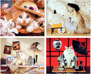 Funny Cat Wall Decor Cute Animal Kids Room 16x20 Four Set Kitten Painting Art Print Poster Funny Cat Wall Decor Cute Animal Kids Room 16x20 Four Set Kitten Painting Art Print Poster