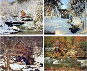 Wall Decor - Glade Creek Inn Mill Winter Snow Tree Scenery 16x20 Four Set Landscape Art Print Poster Wall Decor - Glade Creek Inn Mill Winter Snow Tree Scenery 16x20 Four Set Landscape Art Print Poster