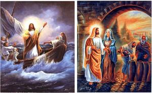 Jesus Christ Wall Decor Picture Calming the Sea Two Set Religious Catholic Art Print Poster (8x10) Jesus Christ Wall Decor Picture Calming the Sea Two Set Religious Catholic Art Print Poster (8x10)