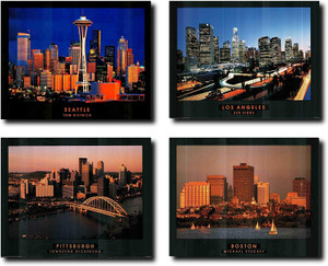 City Skyline Art Print Wall Decor Downtown Los Angeles Four Set 22x28 Picture Poster City Skyline Art Print Wall Decor Downtown Los Angeles Four Set 22x28 Picture Poster