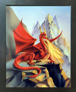 Red Fire Dragon Mythical Sue Dawe Fantasy Espresso Picture Art Print Framed Wall Decoration (18x22) Red Fire Dragon Mythical Sue Dawe Fantasy Espresso Picture Art Print Framed Wall Decoration (18x22)