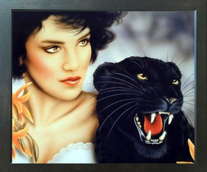 Impact Posters Gallery Night Heat Exotic Lady with Black Panther Espresso Framed Wall Decor Picture Art Print (18x22) Impact Posters Gallery Night Heat Exotic Lady with Black Panther Espresso Framed Wall Decor Picture Art Print (18x22)