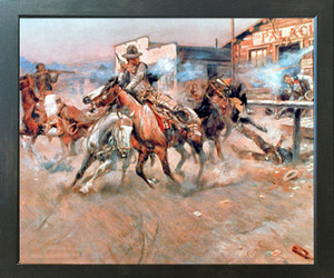Western Cowboys Smoke of a 45 Shootout Wild West Wall Decor Picture Expresso Framed Art Print Poster (18x22) Western Cowboys Smoke of a 45 Shootout Wild West Wall Decor Picture Expresso Framed Art Print Poster (18x22)
