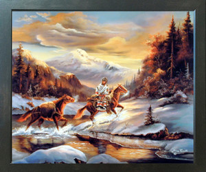 Western Wall Decor Cowboy Crossing The Stream Gina Femrite Bedroom Expresso Framed Art Print Poster (18x22) Western Wall Decor Cowboy Crossing The Stream Gina Femrite Bedroom Expresso Framed Art Print Poster (18x22)
