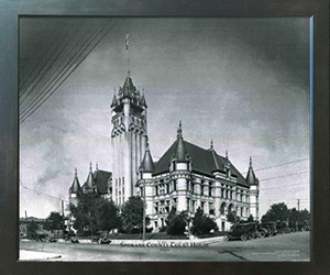 Framed Wall Decoration Vintage Spokane Country Court house Espresso Framed Art Print Picture (18x22)