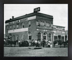 Framed Wall Decoration Omaha New Brunswick Omaha Steam Bakery 1865 Vintage City Black Art Print Picture (18x20)