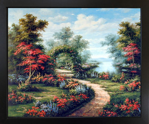 Impact Posters Gallery Garden Path Under Flower Arch Landscape Black Framed Wall Decor Art Print Picture (18x22)