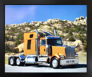 Gold Big Rig Semi Classic Truck Wall Decor Black Framed Art Print Picture (18x22) Gold Big Rig Semi Classic Truck Wall Decor Black Framed Art Print Picture (18x22)