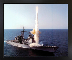USS Cowpens Launches SM-2 US Navy Aviation Wall Black Framed Picture Art Print(18x22) USS Cowpens Launches SM-2 US Navy Aviation Wall Black Framed Picture Art Print(18x22)