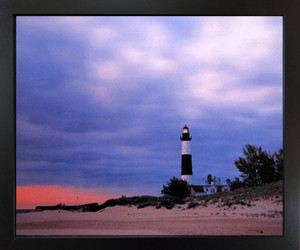 Impact Posters Gallery Big Sable Point Lighthouse at Ocean Beach Nautical Black Framed Picture Wall Decor Art Print (18x22) Impact Posters Gallery Big Sable Point Lighthouse at Ocean Beach Nautical Black Framed Picture Wall Decor Art Print (18x22)