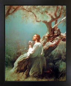 Framed Wall Decoration Jesus Christ Praying At Gethsemane Religious Picture Black Art Print Poster (18x22) Framed Wall Decoration Jesus Christ Praying At Gethsemane Religious Picture Black Art Print Poster (18x22)