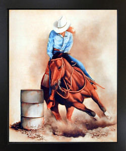 Western Cowgirl Rodeo Barrel Racing Wall Decor Black Framed Picture Art Print (18x22) Western Cowgirl Rodeo Barrel Racing Wall Decor Black Framed Picture Art Print (18x22)