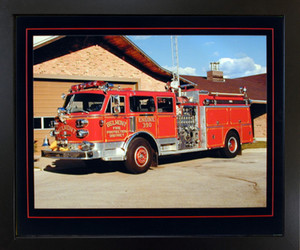 1984 American La France Red Fire Truck Engine Wall Black Framed Picture Art Print (18x22) 1984 American La France Red Fire Truck Engine Wall Black Framed Picture Art Print (18x22)