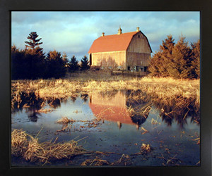 Barn and Field Lake Landscape Scenic Wall Decor Picture Black Framed Art Print (18x22) Barn and Field Lake Landscape Scenic Wall Decor Picture Black Framed Art Print (18x22)