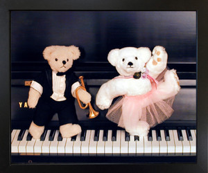 Cute Teddy Bear Couple on Piano Wall Decor Picture Black Framed Art Print Poster (18x22) Cute Teddy Bear Couple on Piano Wall Decor Picture Black Framed Art Print Poster (18x22)
