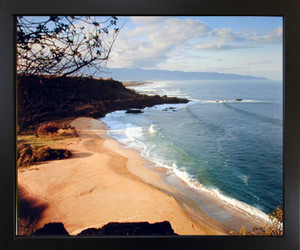 Ocean Black Framed Wall Living Room Decor Beach Sunset  Scenery Nature Landscape Art Print (18x22)