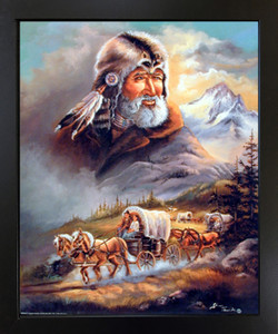 Western Covered Wagon Cowboy Living Room Wall Decor Black Framed Picture Art Print (18x22) Western Covered Wagon Cowboy Living Room Wall Decor Black Framed Picture Art Print (18x22)