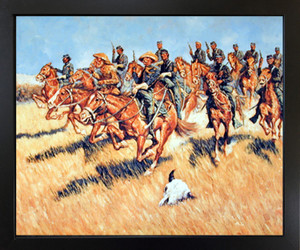 Western Cavalry Into Battle Wild West Wall Black Framed Picture Art Print (18x22) Western Cavalry Into Battle Wild West Wall Black Framed Picture Art Print (18x22)