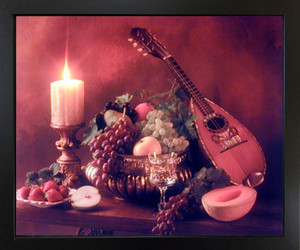 Mandolin Music Instrument & Fruits Still Life Wall Decor Black Framed Picture Art Print (18x22) Mandolin Music Instrument & Fruits Still Life Wall Decor Black Framed Picture Art Print (18x22)