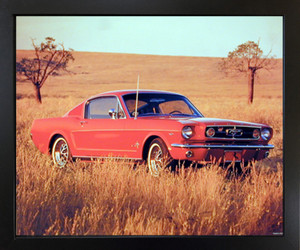 Framed Wall Decor 1965 Red Ford Mustang Fastback Vintage Car Black Framed Picture Art Print (18x22) Framed Wall Decor 1965 Red Ford Mustang Fastback Vintage Car Black Framed Picture Art Print (18x22)