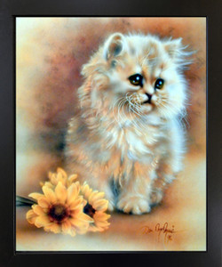 Cute Cat with Sunflower Kids Room Animal Wall Decor Black Framed Art Print Picture(18x22) Cute Cat with Sunflower Kids Room Animal Wall Decor Black Framed Art Print Picture(18x22)