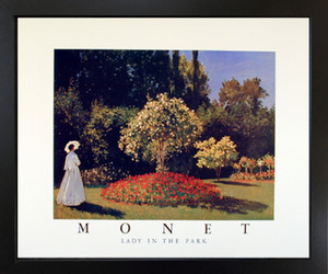 Framed Wall Decoration Claude Monet (Woman in a Garden, 1867) Black Art Print Picture (18x22)