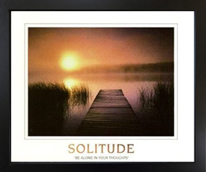 The Solitude of The Sea Sunset Inspirational Nature Wall Decor Black Framed Art Print Picture (18x22)