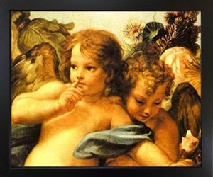 Cherubini Little Angels of Sistine Madonna Raphael Wall Decor Black Framed Art Print Picture (18x22) Cherubini Little Angels of Sistine Madonna Raphael Wall Decor Black Framed Art Print Picture (18x22)