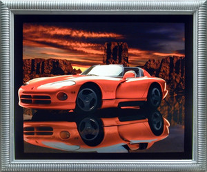 Red Hot Dodge Viper Framed Art Print Car Lithograph Silver Wall Decoration Picture (18x22) Red Hot Dodge Viper Framed Art Print Car Lithograph Silver Wall Decoration Picture (18x22)