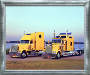 Impact Posters Gallery Picture Yellow Kenworths Big Rig Diesel Truck Silver Art Print Framed Wall Decoration (20x24) Impact Posters Gallery Picture Yellow Kenworths Big Rig Diesel Truck Silver Art Print Framed Wall Decoration (20x24)