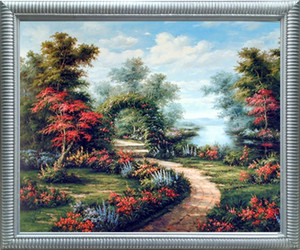 Impact Posters Gallery Garden Path Under Flower Arch Scenic Landscape Silver Art Print Framed Wall Decoration Picture (20x24) Impact Posters Gallery Garden Path Under Flower Arch Scenic Landscape Silver Art Print Framed Wall Decoration Picture (20x24)