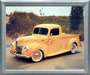 1940 Ford Pickup Truck Vintage Wall Decor Silver Framed Art Print Picture (20x24)