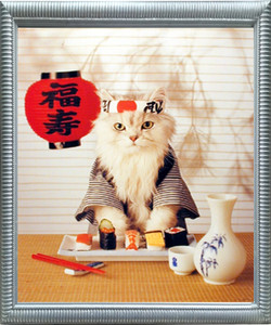 Framed Wall Decoration Sushi Cat, Japanese Cute Kitten Silver Framed Picture Art Print (20x24) Framed Wall Decoration Sushi Cat, Japanese Cute Kitten Silver Framed Picture Art Print (20x24)
