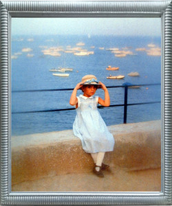 Impact Posters Gallery Cute Girl Fixing Her Hat on Bridge Inspirational Kids Room Silver Wall Decor Framed Picture Art Print