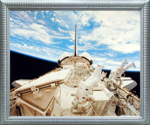 NASA Space Shuttle Doors Open Science Motivational Silver Framed Wall Decor Art Print Poster (20x24)