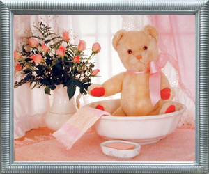 Impact Posters Gallery Teddy Bear in Washbowl & Flowers Cute Kids Room Wall Decor Silver Picture Framed Art Print Impact Posters Gallery Teddy Bear in Washbowl & Flowers Cute Kids Room Wall Decor Silver Picture Framed Art Print