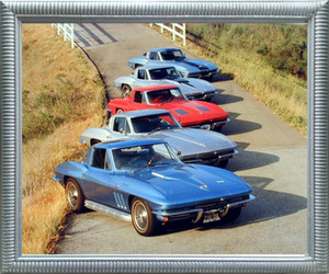 Chevy Corvettes in a Row Transportation Vintage Car Wall Decor Silver Framed Picture Art Print Chevy Corvettes in a Row Transportation Vintage Car Wall Decor Silver Framed Picture Art Print