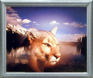 Grand Teton & Spirit of Mountain Lion Landscape Animal Wall Decor Silver Framed Art Print Picture Grand Teton & Spirit of Mountain Lion Landscape Animal Wall Decor Silver Framed Art Print Picture