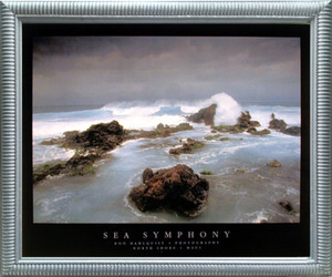 Impact Posters Gallery Ocean Crashing Waves Sea Symphony Silver Picture Art Print Framed Wall Decoration (20x24)