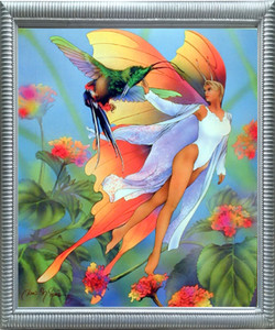 Impact Posters Gallery Lady Butterfly and Fairy Fantasy Fine Silver Art Print Framed Wall Decoration (20x24)