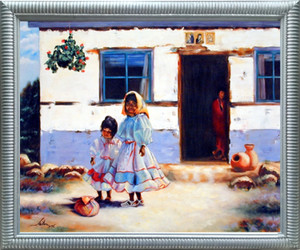 Impact Posters Gallery Old Mexican Lady with Children Silver Picture Art Print Framed Wall Decoration (20x24) Impact Posters Gallery Old Mexican Lady with Children Silver Picture Art Print Framed Wall Decoration (20x24)