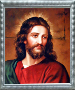 Framed Wall Picture Decor Face of Jesus Christ Religious Christian Spiritual Silver Art Print Framed Wall Picture Decor Face of Jesus Christ Religious Christian Spiritual Silver Art Print