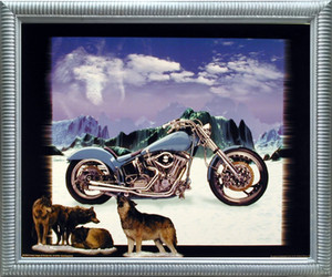 Impact Posters Gallery Mountain Motorcycle with Wolves and Silver Art Print Framed Wall Decor (20x24) Impact Posters Gallery Mountain Motorcycle with Wolves and Silver Art Print Framed Wall Decor (20x24)