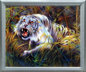 Impact Posters Gallery WhiteTiger Wildlife Animal Silver Art Print Framed Wall DecorationPicture (20x24) Impact Posters Gallery WhiteTiger Wildlife Animal Silver Art Print Framed Wall DecorationPicture (20x24)